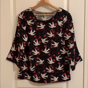 Boden Swallow Print Alda Top, Size 2